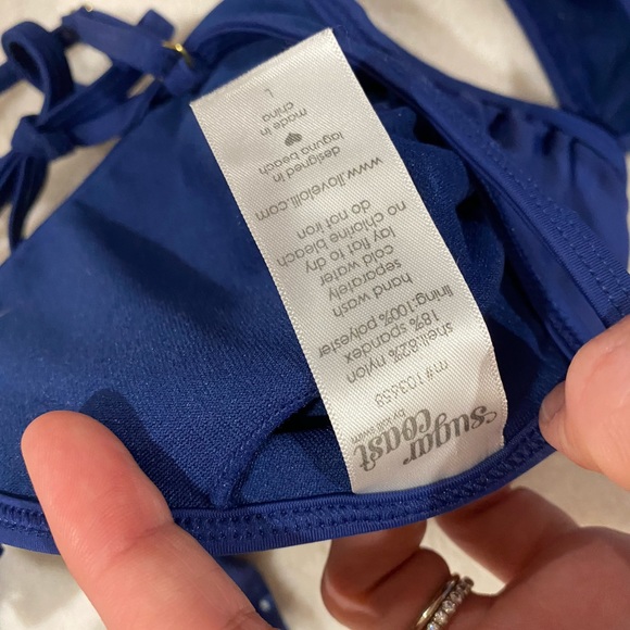 Navy ruffle high waisted bikini - Picture 4 of 4